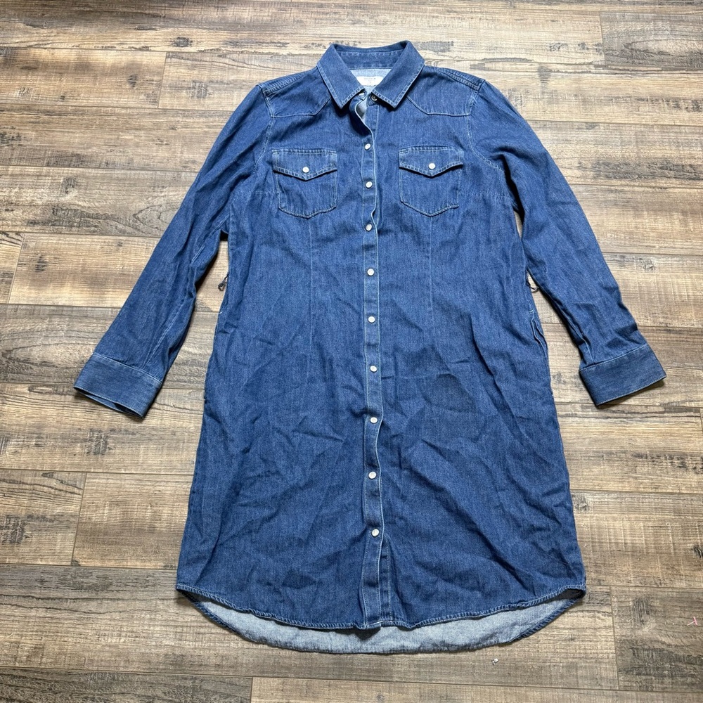 UNtuckIt Denim Button-Up Shirt Long Sleeve Dress Women's Size 12